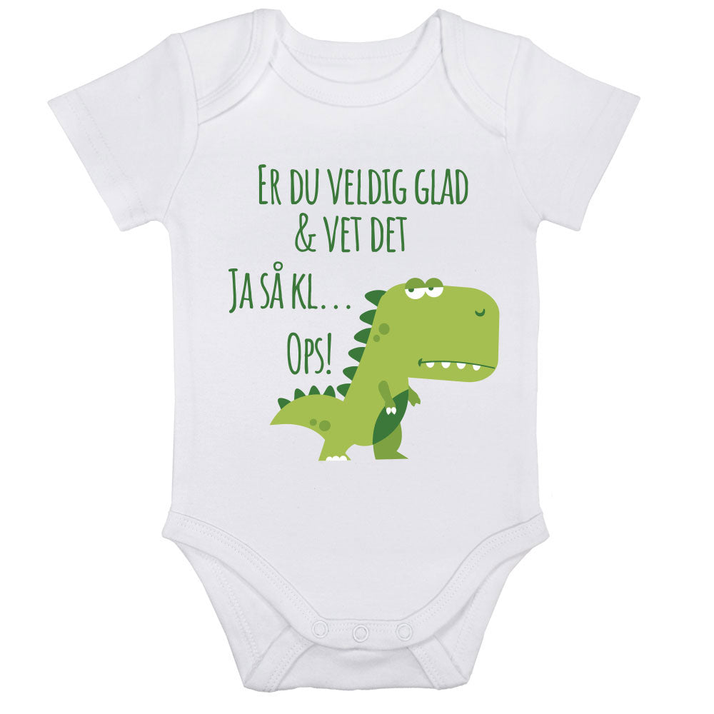 Kortermet Body - Dino ja så klapp!, body barn, body kortermet, barnebody, kortermede bodyer, hvit front