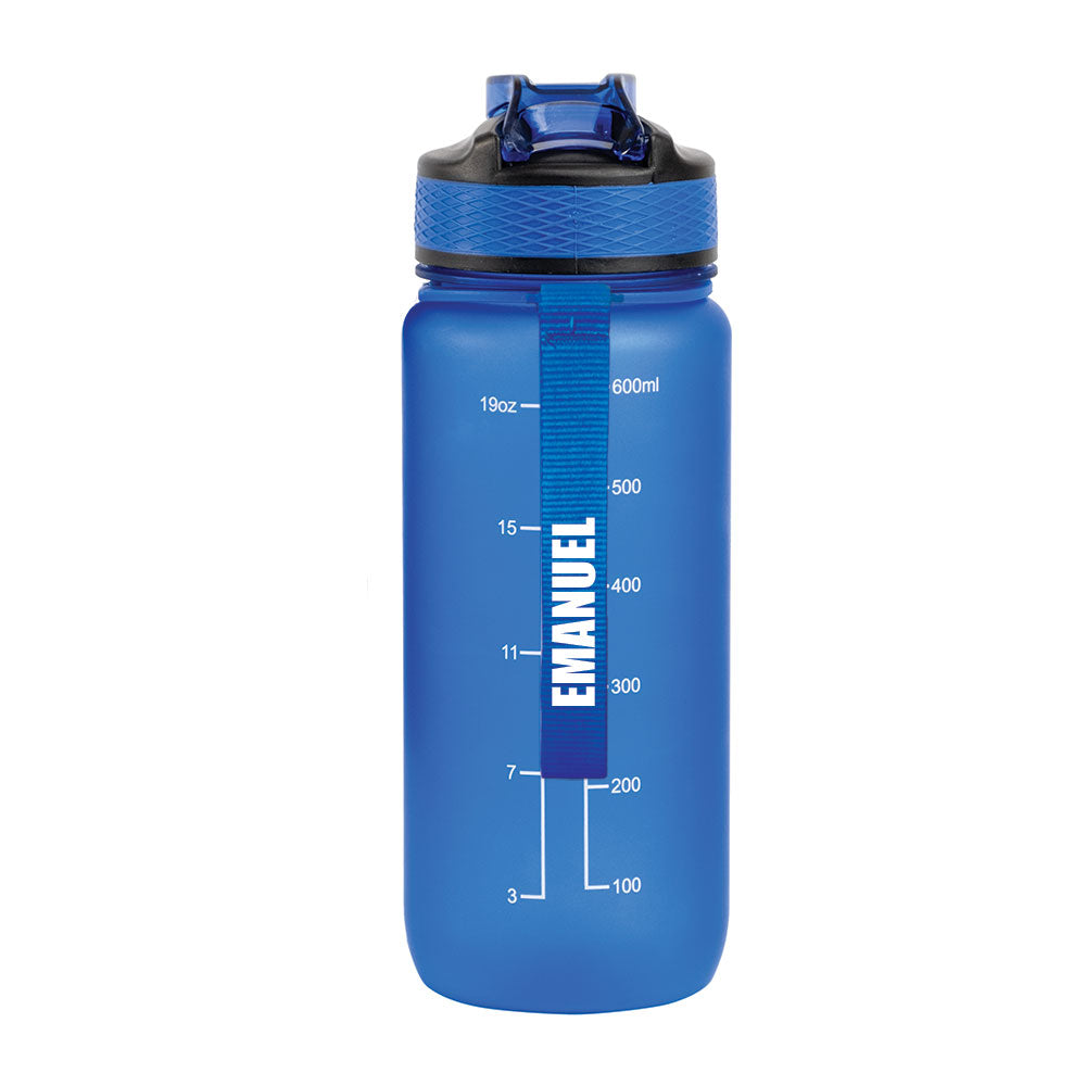 Motivasjonsflaske /m Navn - Havblå - 600ml