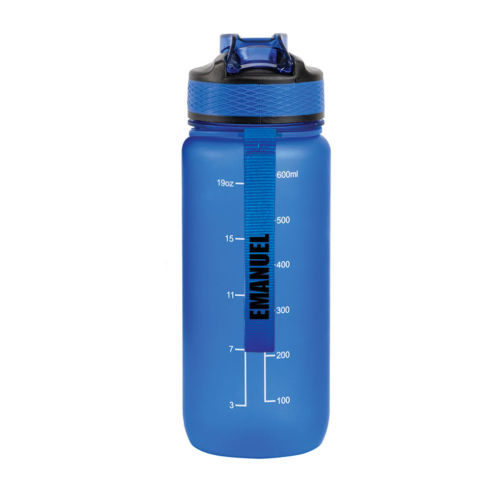 Motivasjonsflaske /m Navn - Havblå - 600ml