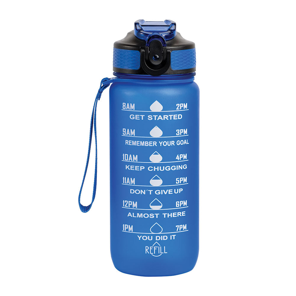 Motivasjonsflaske /m Navn - Havblå - 600ml