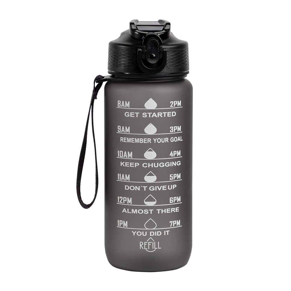 Motivasjonsflaske med Navn - Midnatt sort - 600ml, Drikkeflaske, Vannflaske, Drikkeflaske med navn, Vannflaske med navn, Motivasjon siden