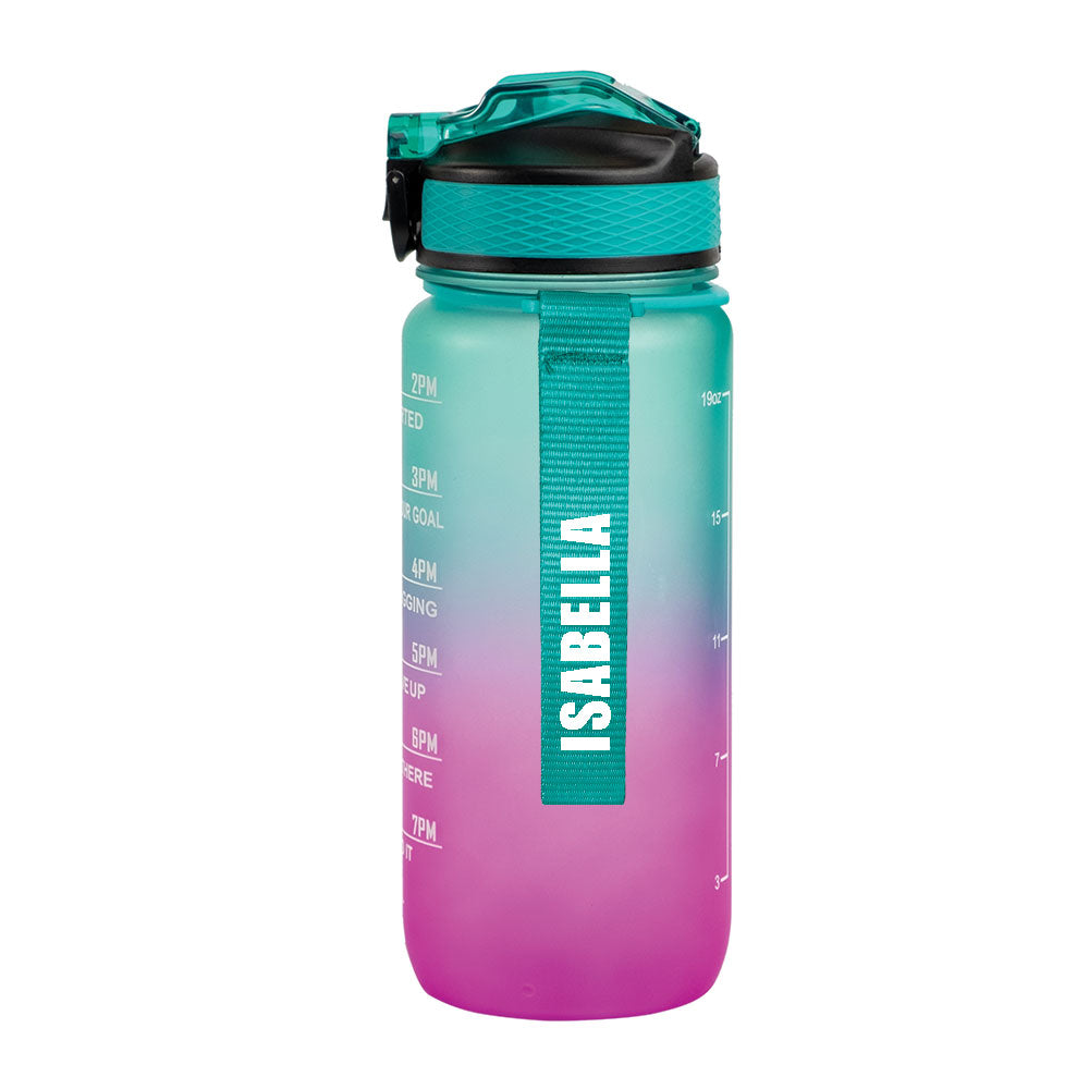Motivasjonsflaske med Navn - Eventyrglød - 600ml, Drikkeflaske, Vannflaske, Drikkeflaske med navn, Vannflaske med navn, hvit navn