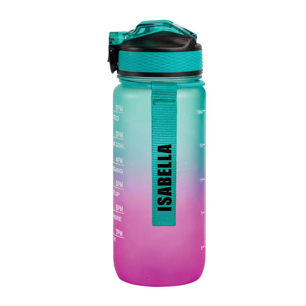 Motivasjonsflaske med Navn - Eventyrglød - 600ml, Drikkeflaske, Vannflaske, Drikkeflaske med navn, Vannflaske med navn, Sort navn
