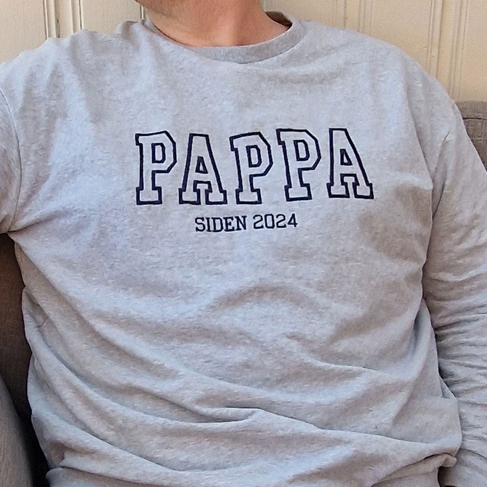 Pappa Siden – Genser herrer (brodert), pappa genser, pappa siden, pappa genser brodert, super digg genser, myk genser, grå genser,