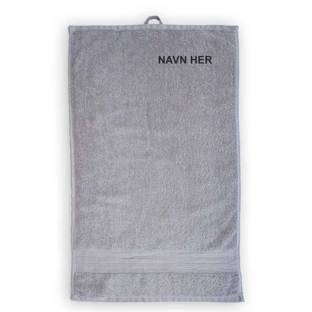 Håndkle med brodert navn – 40×70 cm - Grå
