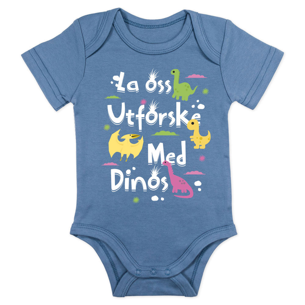 Kortermet Body - Utforsk med Dinos, body barn, body kortermet, barnebody, kortermede bodyer, blå front