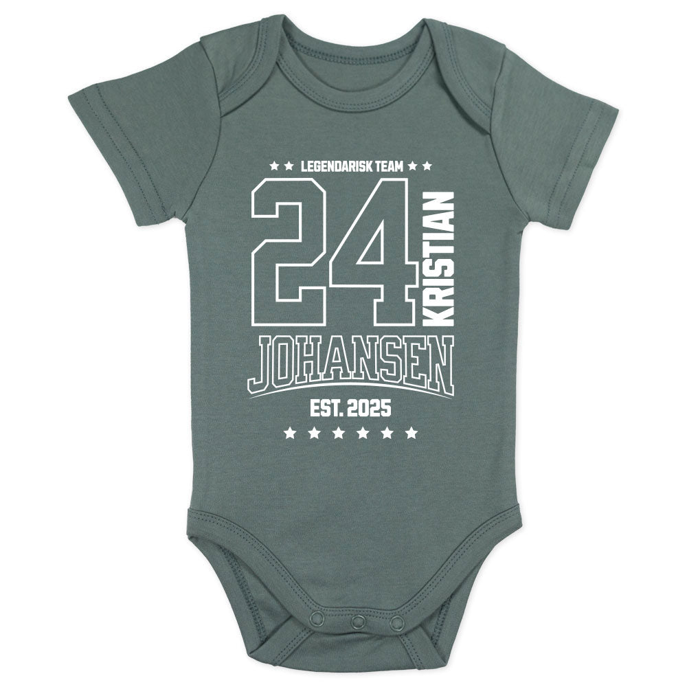 Kortermet Body - Legendarisk team, body barn, body kortermet, barnebody, kortermede bodyer, grønn front