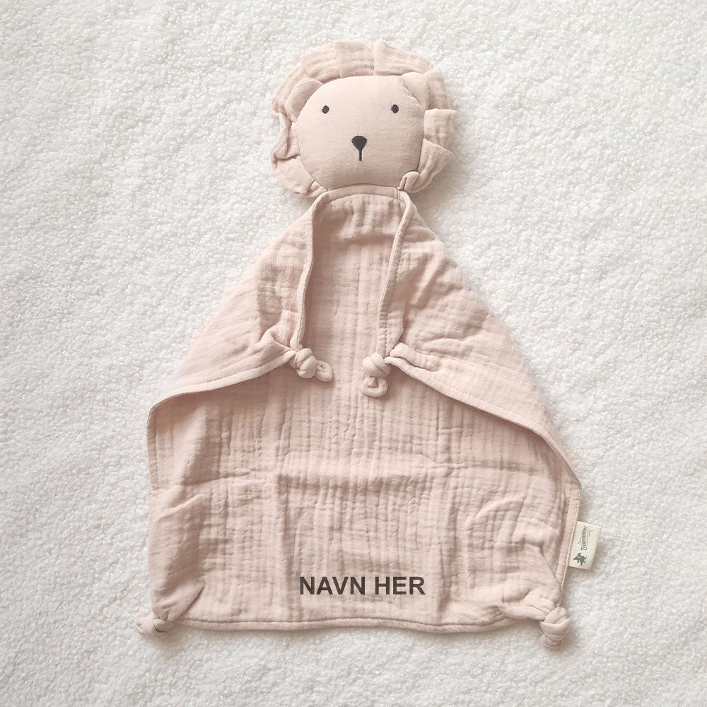 Løve - Koseklut med Brodert Navn - Sand
