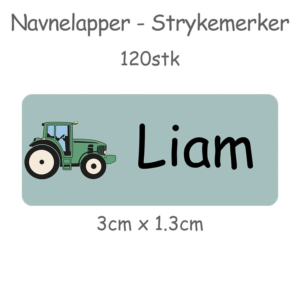 Navnelapper - Strykemerker - Grønn Traktor