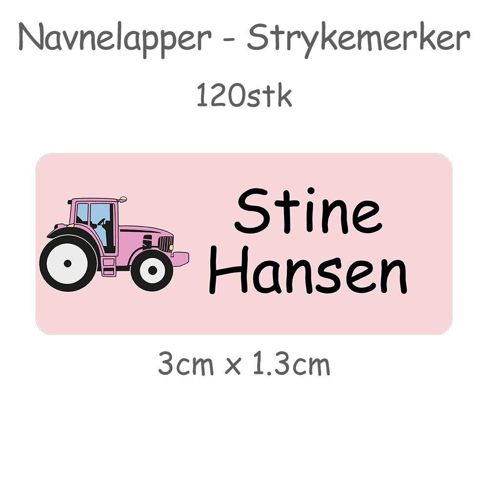Navnelapper - Strykemerker - Rosa Traktor
