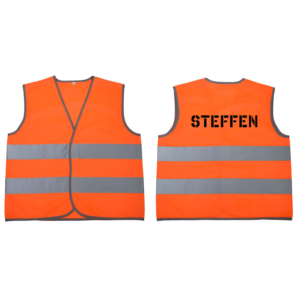 Refleksvest med borrelås - College navn, refleksvest barn, refleks vest barn, refleksvest med navn, refleksvest med trykk, oransje front og bak