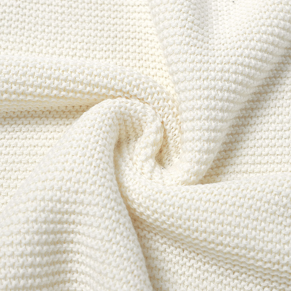 Personlig babyteppe med brodert navn – 100 % bomull - Natur Hvit