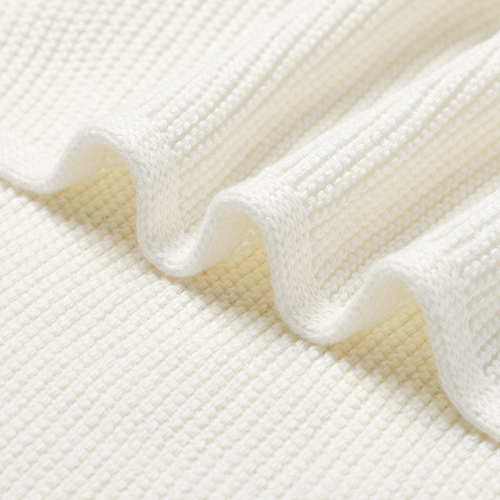 Personlig babyteppe med brodert navn – 100 % bomull - Natur Hvit
