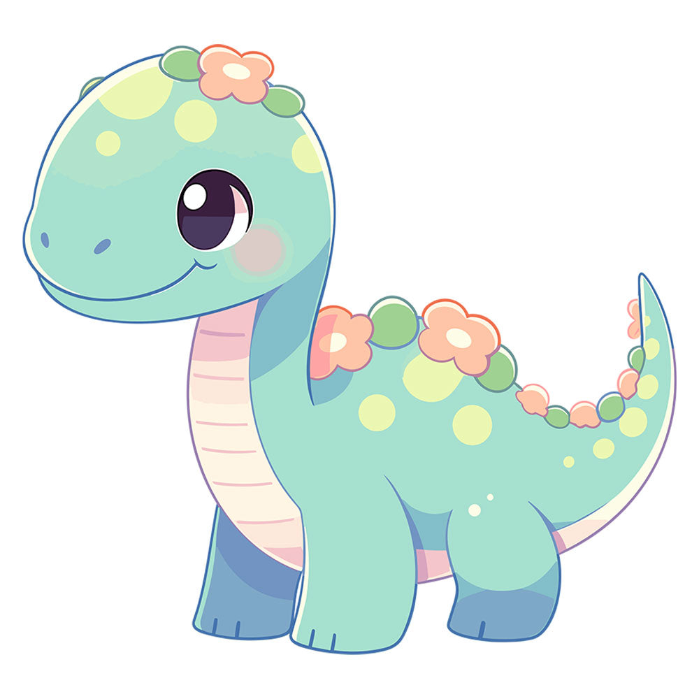 Strykemerke – Smilende langhals, Patches, DTF-Strykemerke, Strykemerker til klær, Dinosaur strykemerke, Dino strykemerke