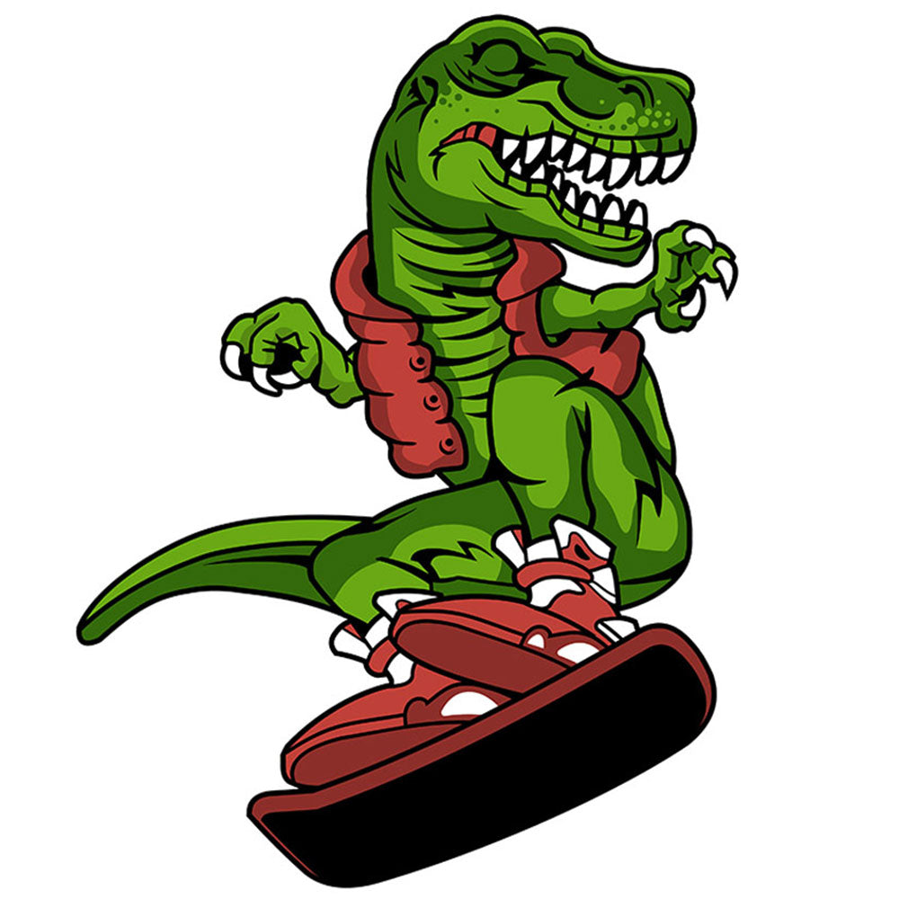 Strykemerke – Skaterdino, Patches, DTF-Strykemerke, Strykemerker til klær, Dinosaur strykemerke, Dino strykemerke