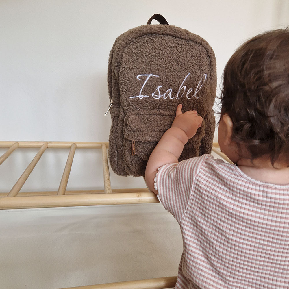 Teddy ryggsekk med Navn – Brun