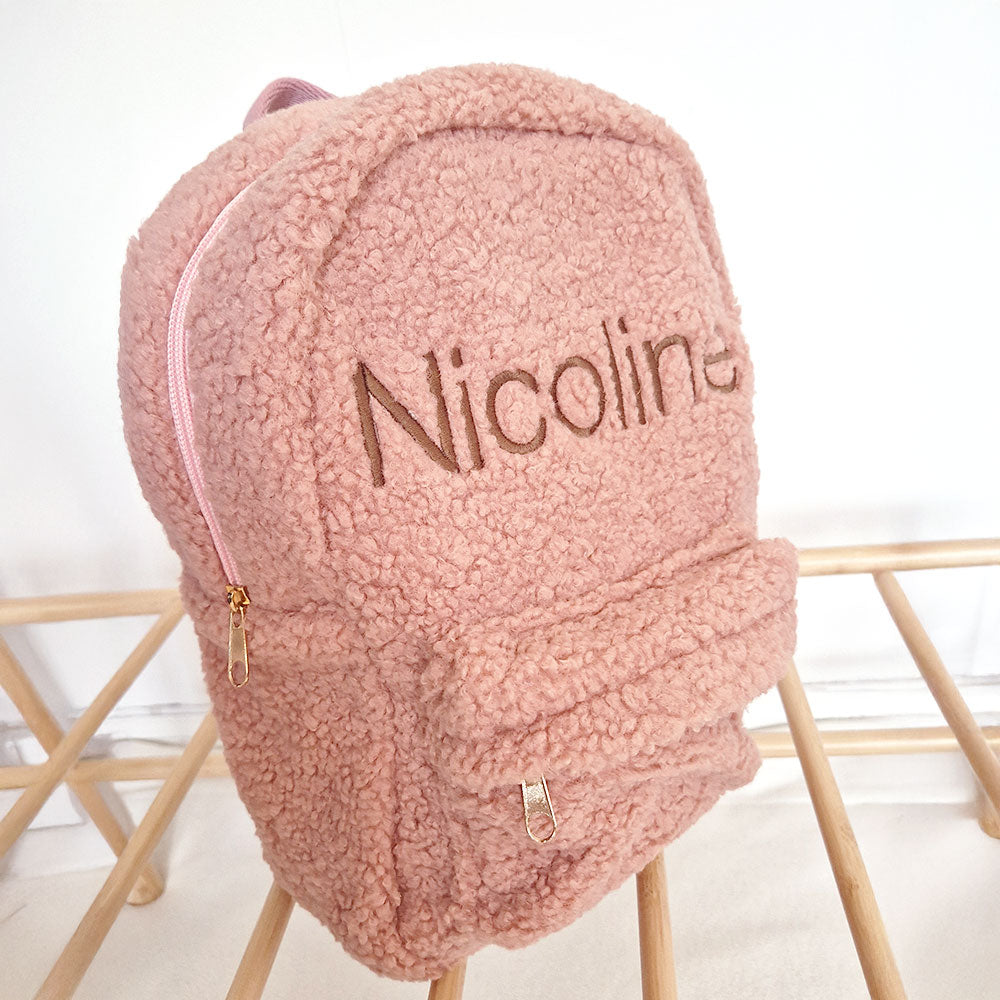 Teddy ryggsekk med Navn – Rosa