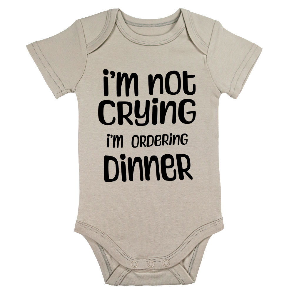 Kortermet Body - I'm not crying, body barn, body kortermet, barnebody, kortermede bodyer, beige front