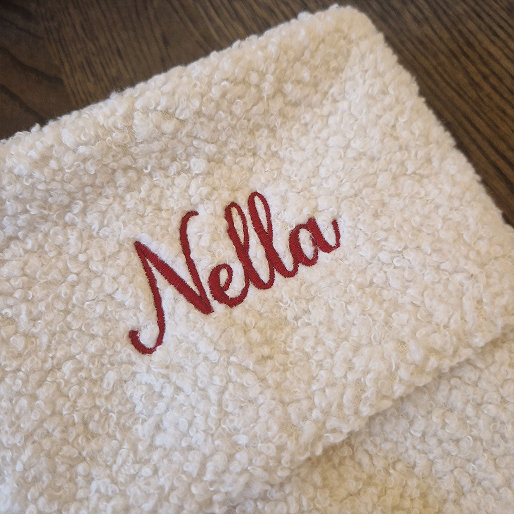 Julestrømpe i Teddy Cream  – Personlig med brodert navn