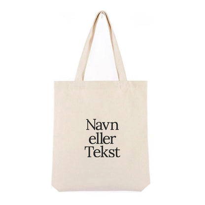 Personlig handlenett i canvas med brodert navn eller tekst