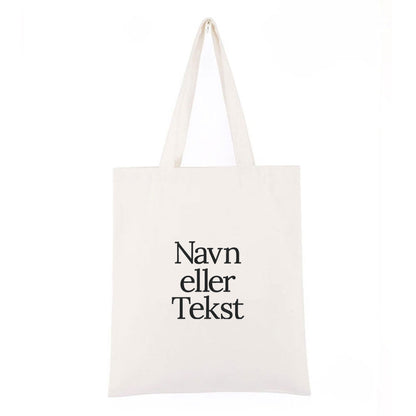 Personlig handlenett i canvas med brodert navn eller tekst