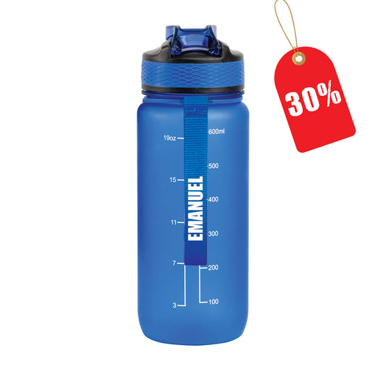 Motivasjonsflaske /m Navn - Havblå - 600ml