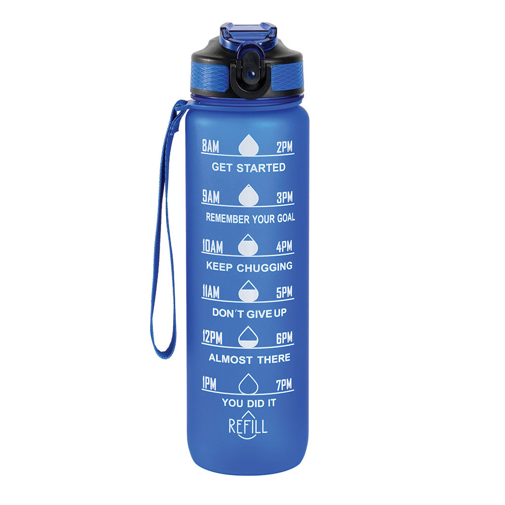 Motivasjonsflaske med Navn - Havblå- 1000ml, Drikkeflaske, Vannflaske, Drikkeflaske med navn, Vannflaske med navn, Motivasjon siden
