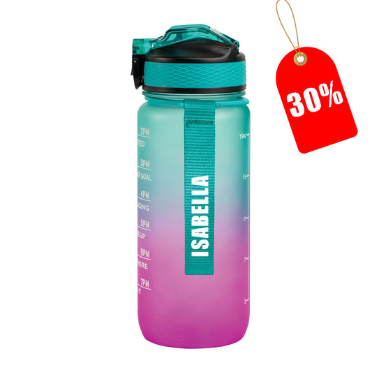 Motivasjonsflaske med Navn - Eventyrglød - 600ml, Drikkeflaske, Vannflaske, Drikkeflaske med navn, Vannflaske med navn, 30% avslag
