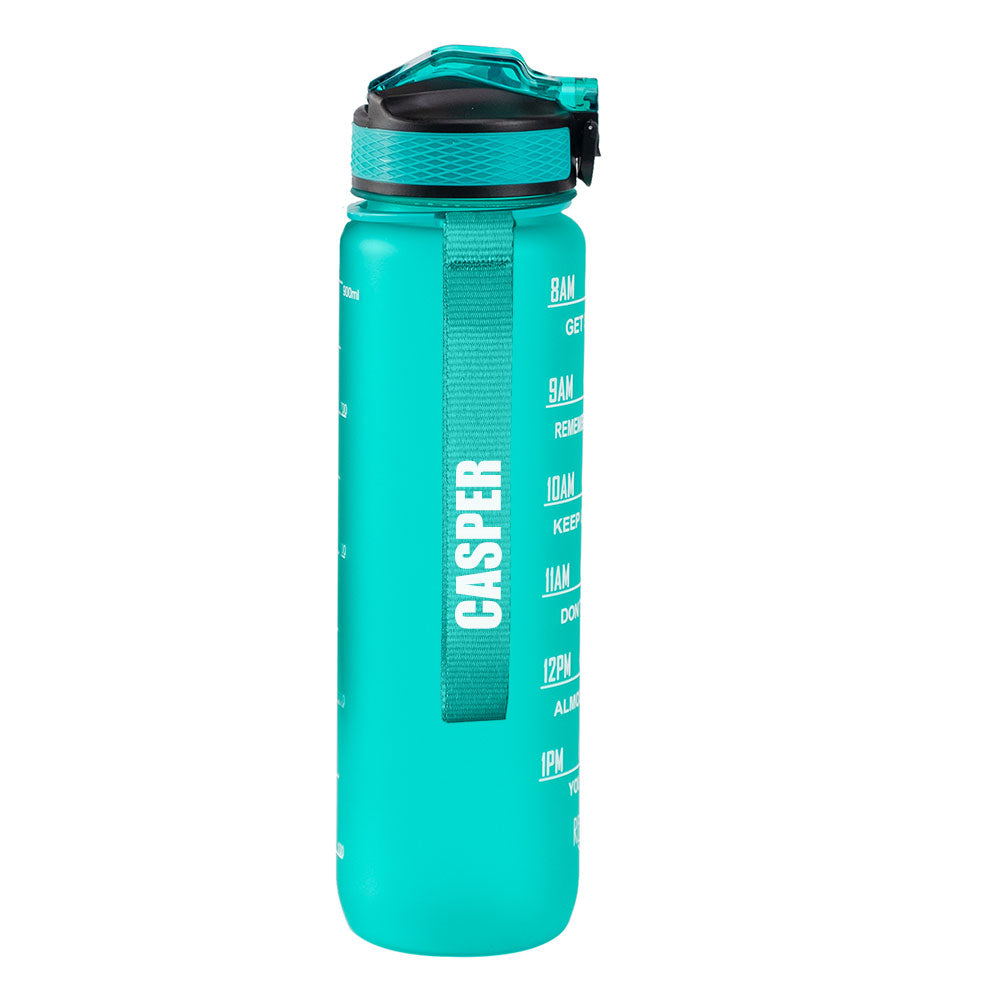 Motivasjonsflaske med Navn - Emeraldgrønn - 1000ml, Drikkeflaske, Vannflaske, Drikkeflaske med navn, Vannflaske med navn, hvit navn
