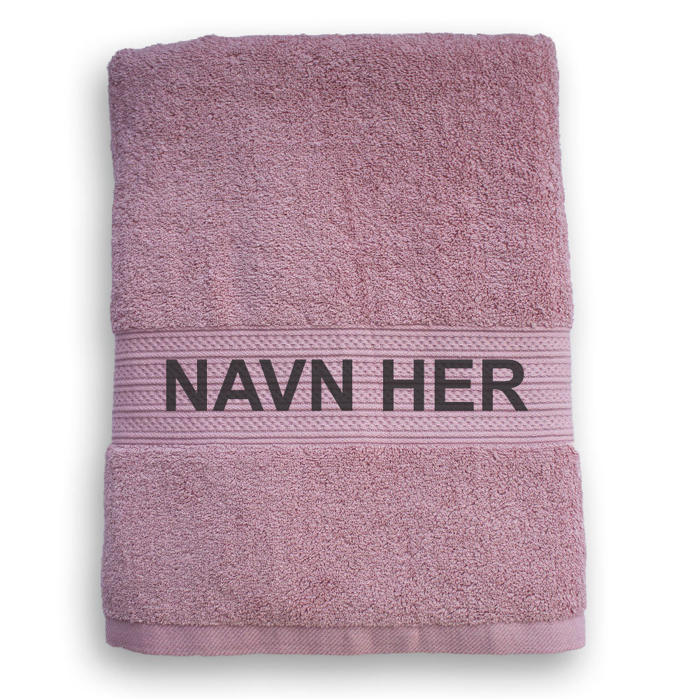 Badehåndkle med brodert navn – 80×150 cm - Rosa