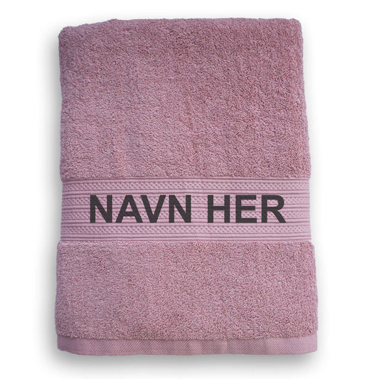 Badehåndkle med brodert navn – 80×150 cm - Rosa