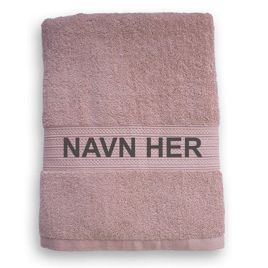Badehåndkle med brodert navn – 80×150 cm - Rosa