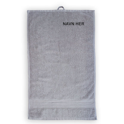 Håndkle med brodert navn – 40×70 cm - Grå