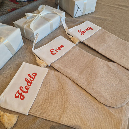 Julestrømpe med Navn, Beige