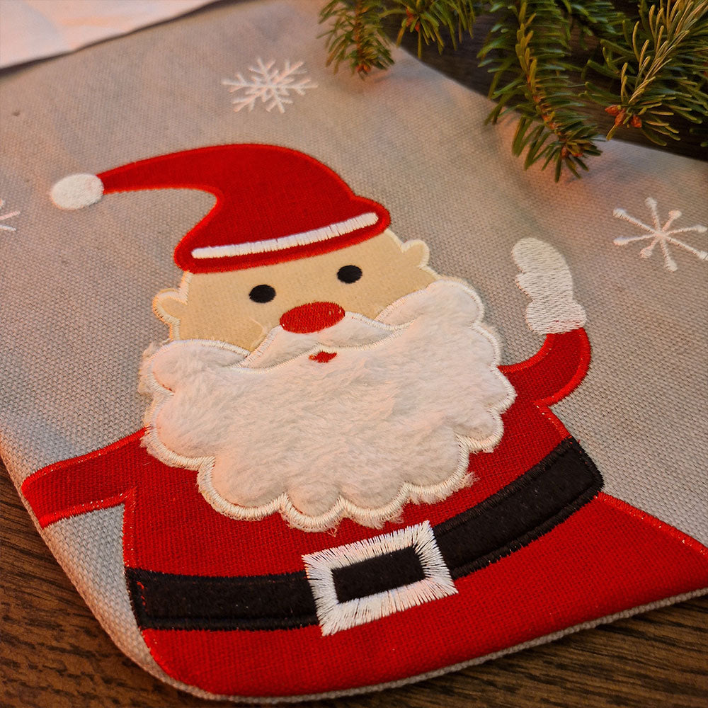 Julestrømpe med Navn, Grå - Julenisse