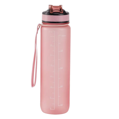 Motivasjonsflaske med Navn - Fersken rosa - 1000ml, Drikkeflaske, Vannflaske, Drikkeflaske med navn, Vannflaske med navn, side som viser vannmengde