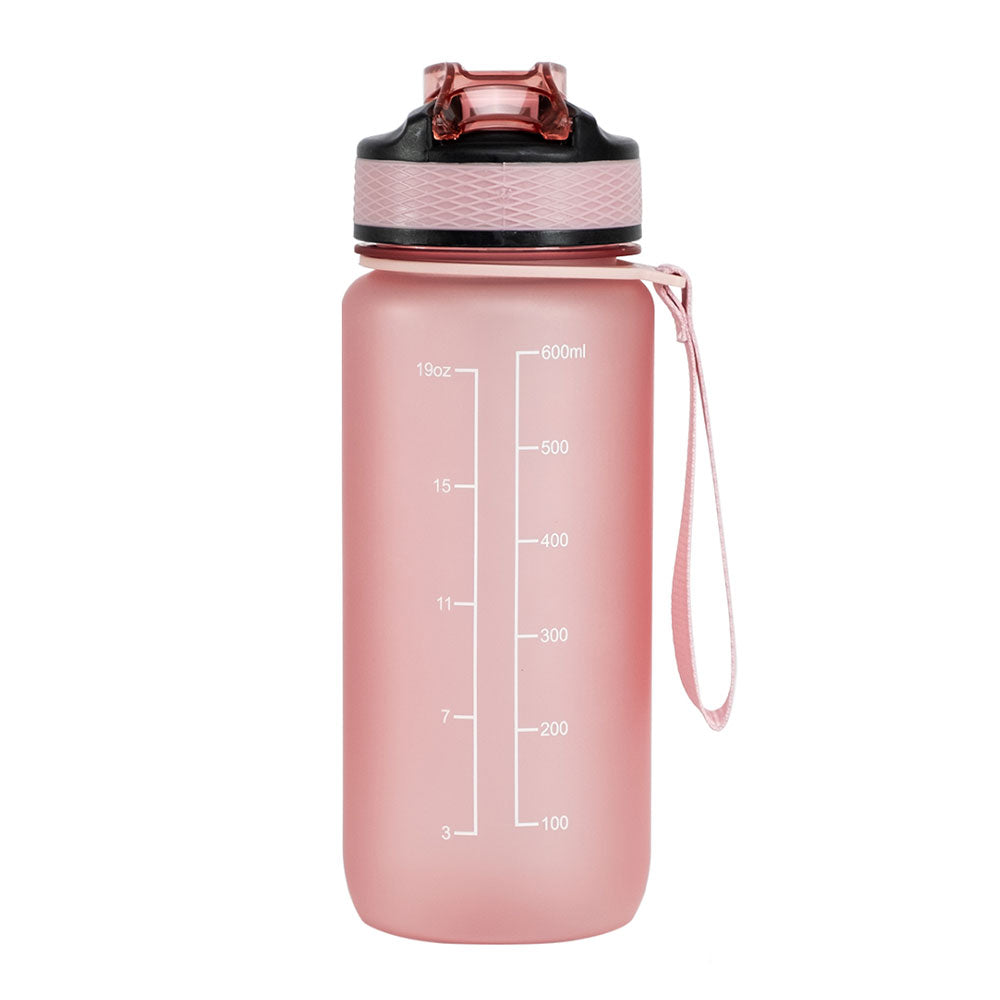 Motivasjonsflaske med Navn - Fersken Rosa - 600ml, Drikkeflaske, Vannflaske, Drikkeflaske med navn, Vannflaske med navn,  viser hvor mye vann i flasken