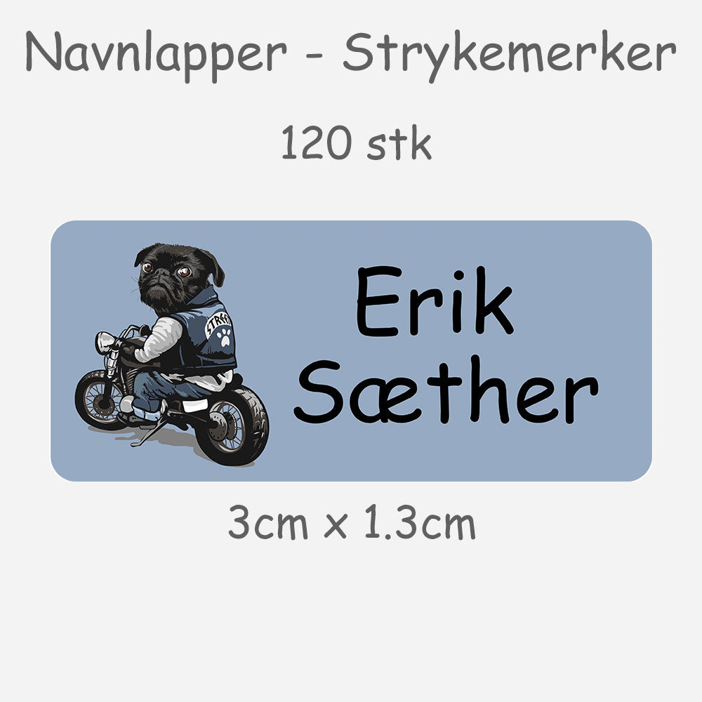 Navnelapper - Strykemerker - Tøff pug