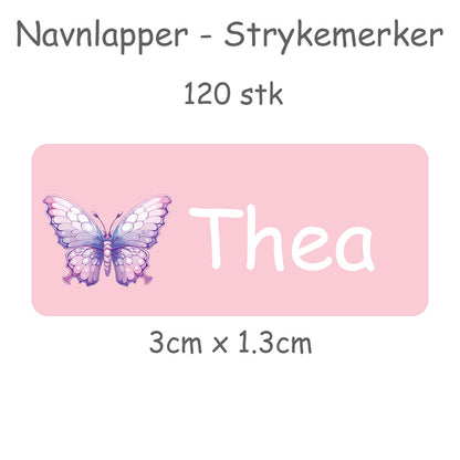 Navnelapper - Strykemerker - Sommerfugl