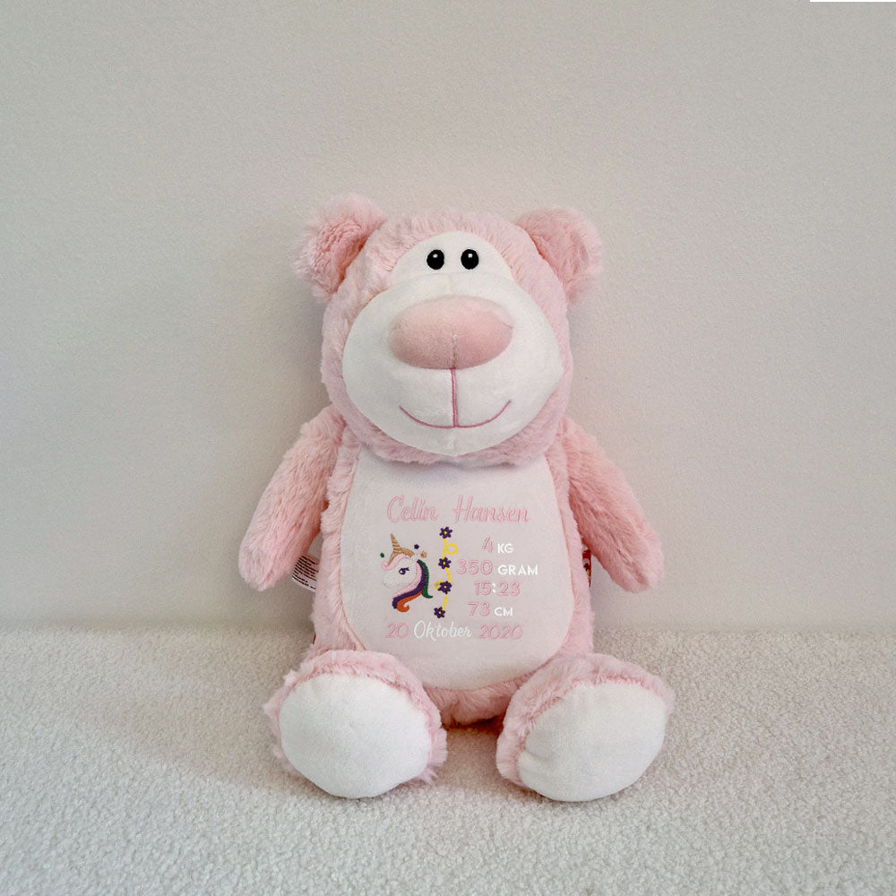 Cubbies Bamse – Personlig brodert nyfødtgave - Enhjørning design