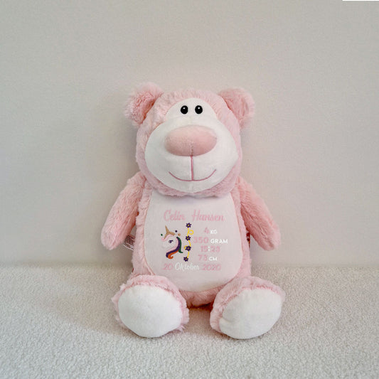 Cubbies Bamse – Personlig brodert nyfødtgave - Enhjørning design