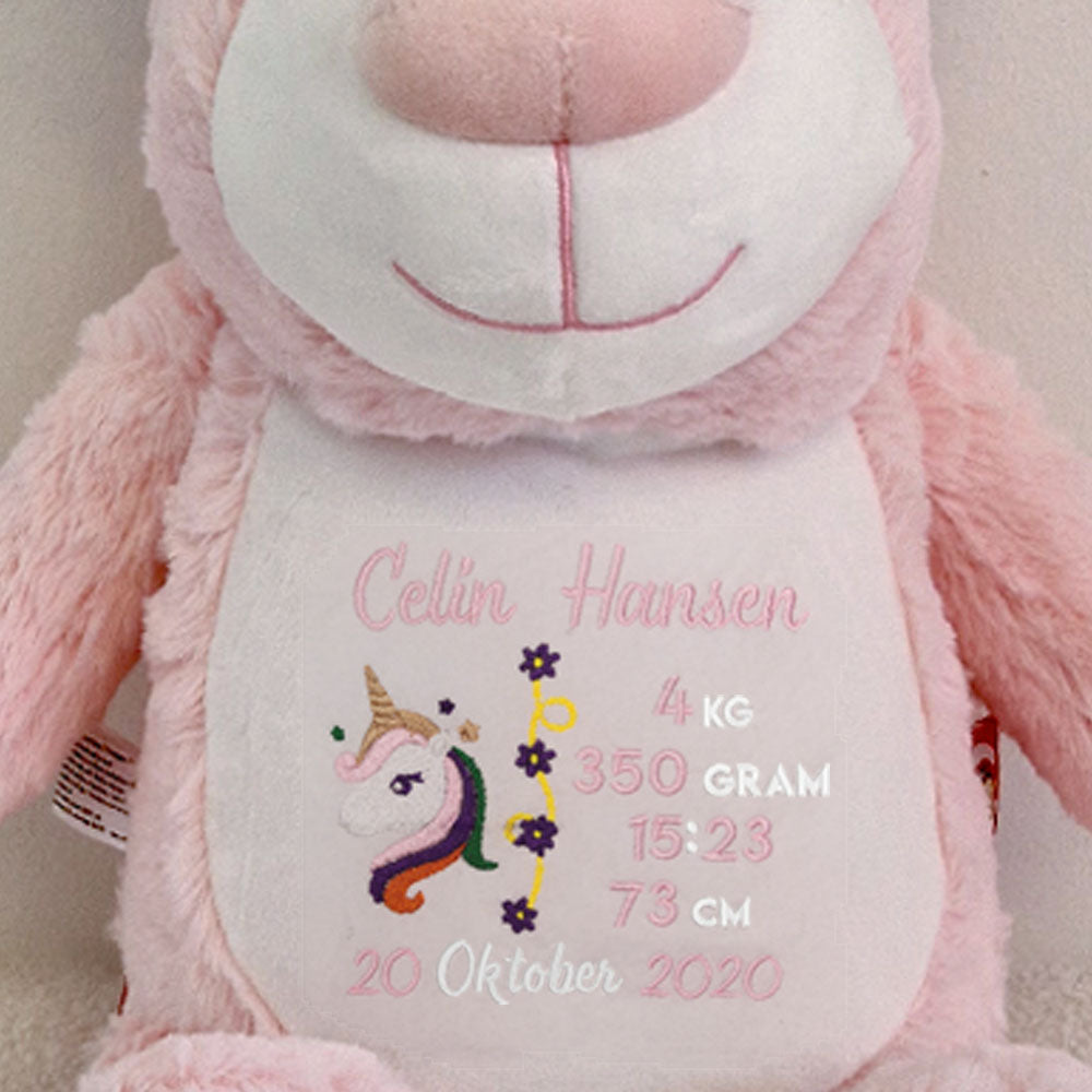 Cubbies Bamse – Personlig brodert nyfødtgave - Enhjørning design