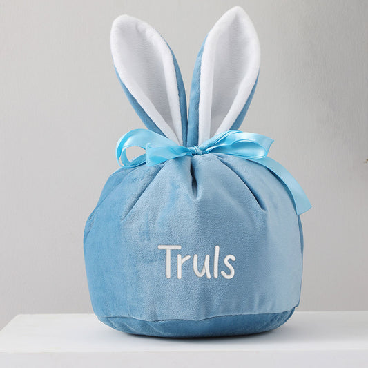 Personlig påskepose med navn – Lyseblå kaninpose