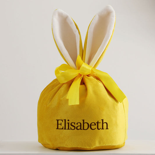 Personlig påskepose med navn – Gul kaninpose