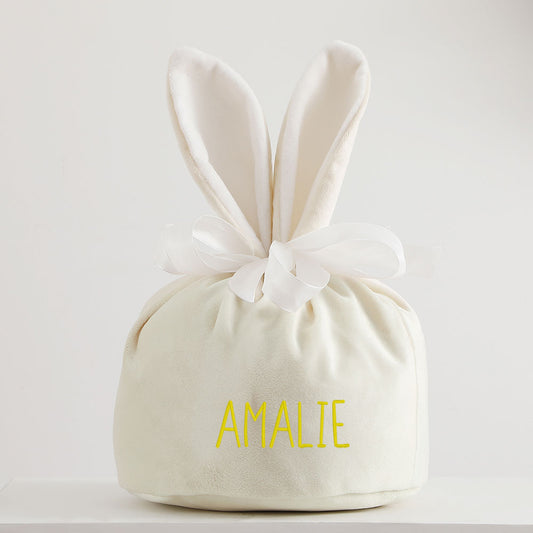 Personlig påskepose med navn – Naturhvit kaninpose