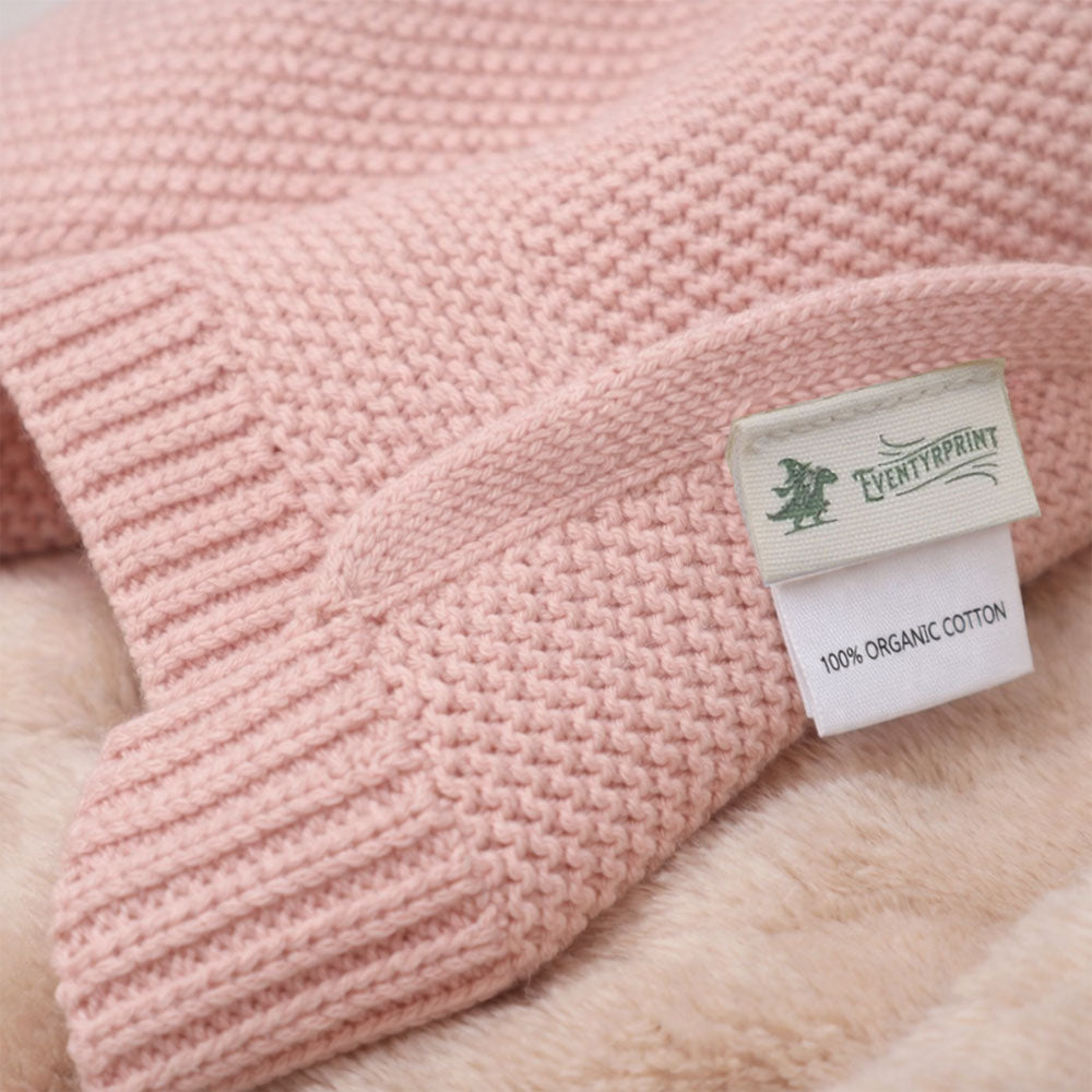 Personlig babyteppe med brodert navn – 100 % bomull - Rosa