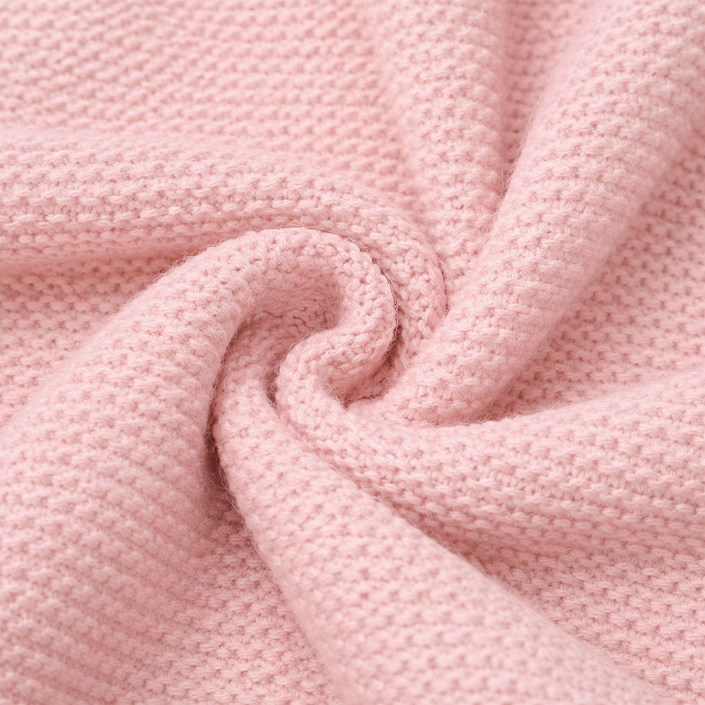 Personlig babyteppe med brodert navn – 100 % bomull - Rosa