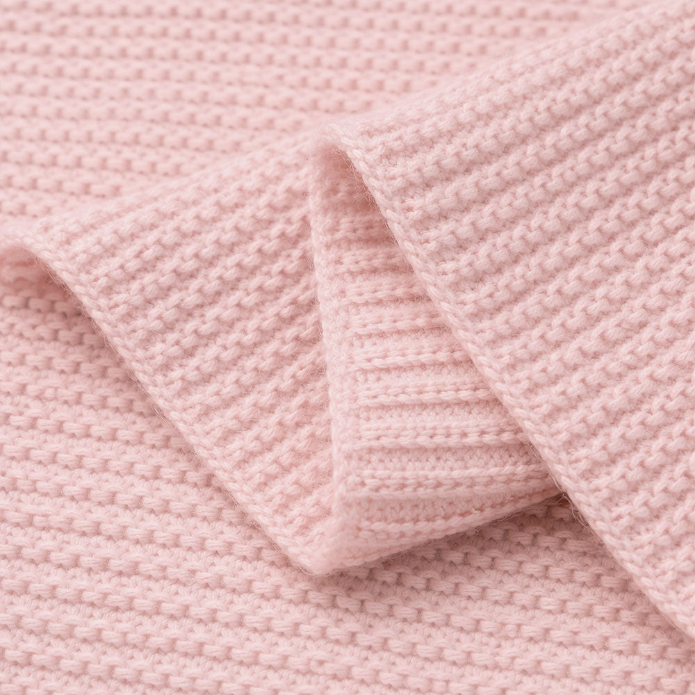 Personlig babyteppe med brodert navn – 100 % bomull - Rosa