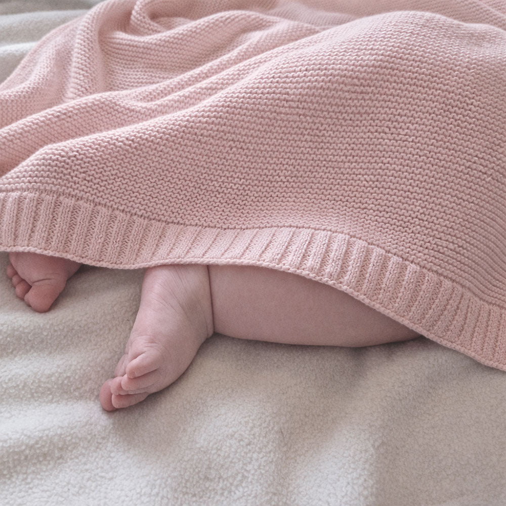 Personlig babyteppe med brodert navn – 100 % bomull - Rosa