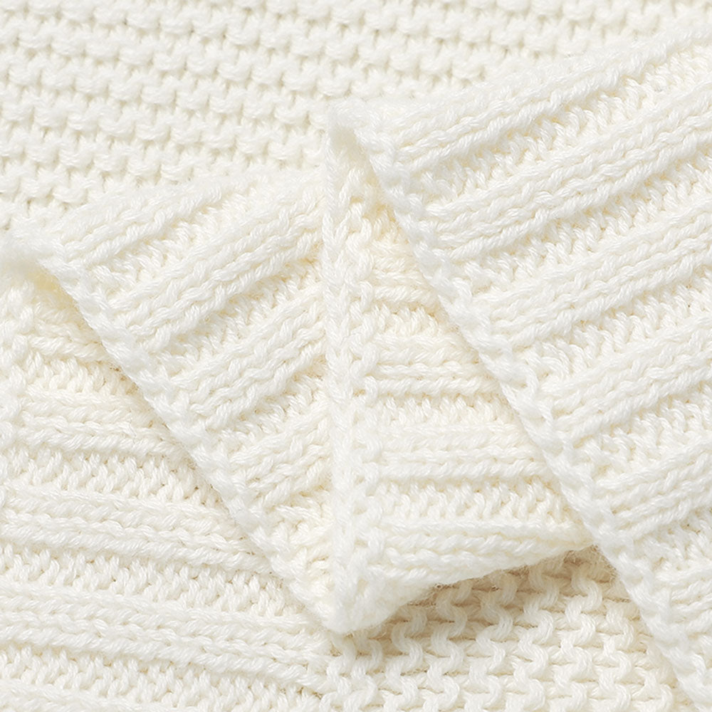 Personlig babyteppe med brodert navn – 100 % bomull - Natur Hvit